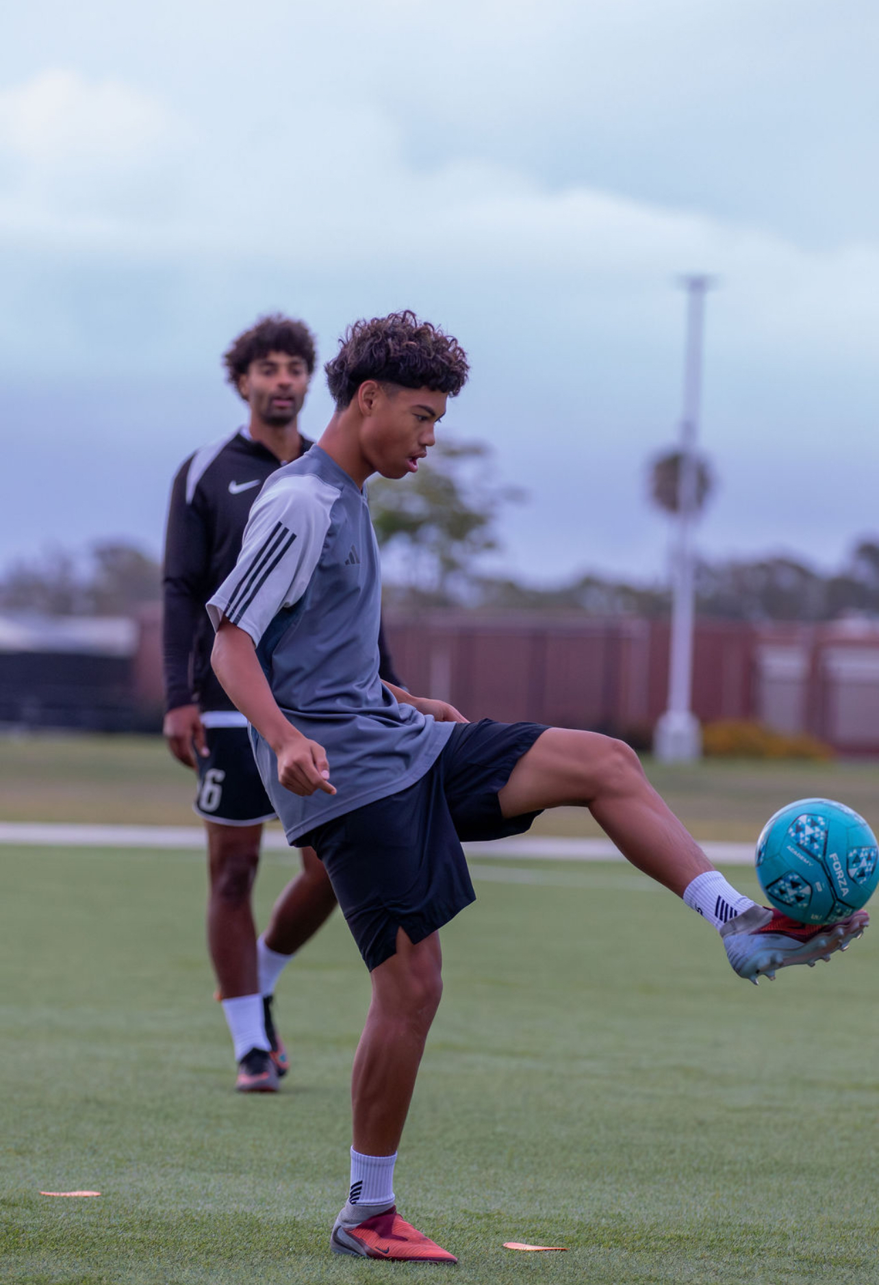 Player striking the ball during a training session