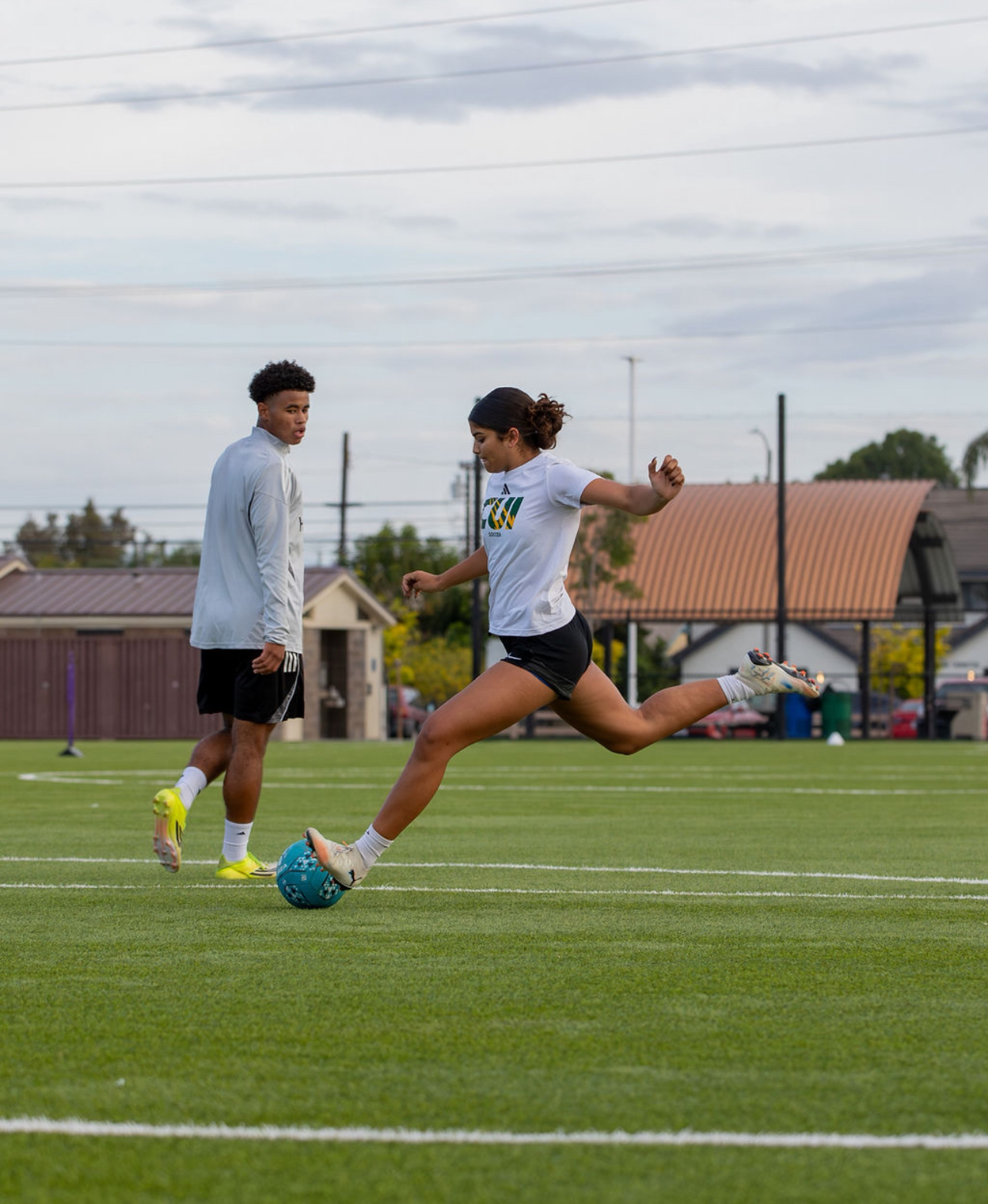 Player striking the ball at full speed